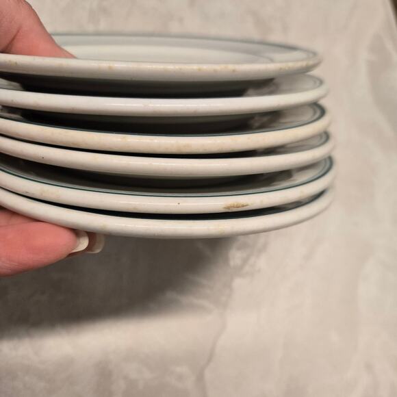 Rimroll Shenango Vintage Restaurant Ware 6.5 inch Plates Set Of 6 Green Stripe - Picture 7 of 10